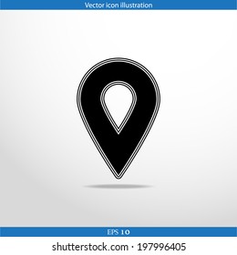 Vector map pointer web flat icon. Isolated on white.