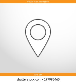 Vector map pointer web flat icon. Isolated on white.