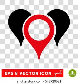 Vector Map Pointers EPS vector icon. Illustration style is flat iconic bicolor intensive red and black symbol on a transparent background.