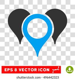 Vector Map Pointers EPS vector pictogram. Illustration style is flat iconic bicolor blue and gray symbol on a transparent background.
