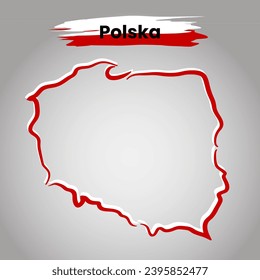 Vector map of Poland with colors of flag, on the light background