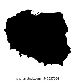 Vector map Poland. Isolated vector Illustration. Black on White background. EPS10 Illustration.