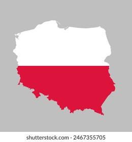 Vector map Poland made national flag isolated on background. Template Europe creative state flag for design, illustration, pattern, report, infographic, backdrop. Concept symbol of the Poland