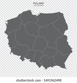 vector map of Poland on transparent background