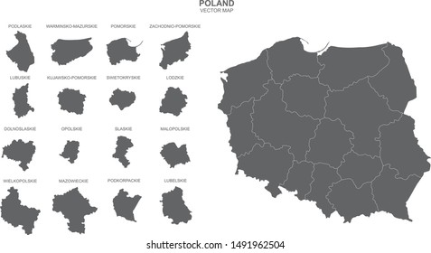 vector map of Poland on white background