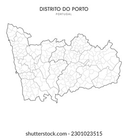 Premium Vector  Portugal map with districts vector illustration