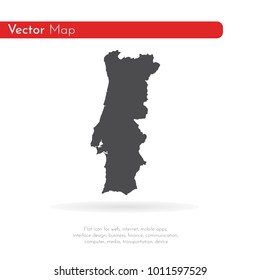Vector map Portugal. Isolated vector Illustration. Black on White background. EPS 10 Illustration.