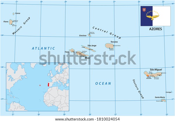 Vector Map Portuguese Archipelago Azores Atlantic Stock Vector Royalty Free 1810024054 2968