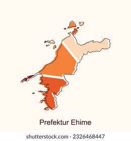vector map of Prefektur Ehime modern outline, High detailed vector map Japan illustration vector Design Template, suitable for your company