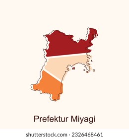 vector map of Prefektur Miyagi modern outline, High detailed vector map Japan illustration vector Design Template, suitable for your company