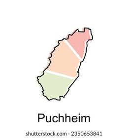 mapa vectorial de puchheim diseño de contorno moderno colorido, plantilla de diseño de ilustración de vector del país del mapa mundial