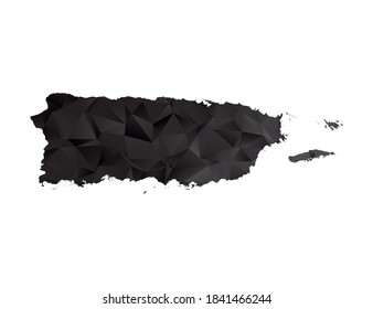 Vector map of Puerto Rico black polygon style gradient.