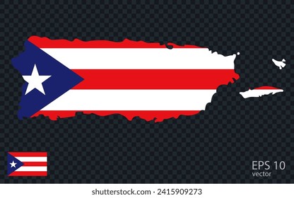 Vector map of Puerto Rico. Vector design isolated on grey background.
