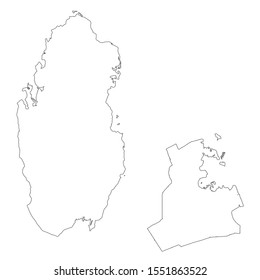 Vector map Qatar and Doha. Country and capital. Isolated vector Illustration. Outline. EPS 10 Illustration.