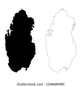Vector map Qatar. Isolated vector Illustration. Outline and vector. Black on White background. EPS 10 Illustration.
