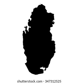 Vector map Qatar. Isolated vector Illustration. Black on White background. EPS Illustration.