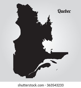 Vector map Quebec. Gray Vector Illustration. Isolated vector Illustration. Black on Gradient background. EPS Illustration with an inscription Quebec.