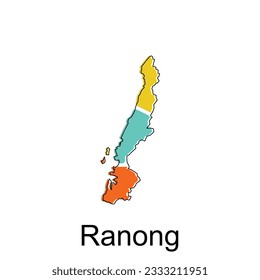 mapa vectorial de contorno moderno Ranong, Plantilla de diseño de vectores de ilustración vectorial de alto nivel, adecuada para su empresa