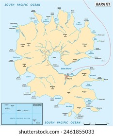 Vector map of Rapa Iti island in French Polynesia