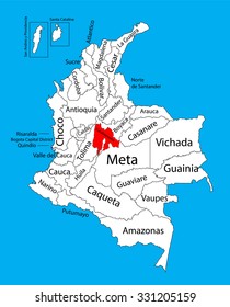 Vector map of region of Cundinamarca, Colombia editable vector map.  Administrative divisions of Colombia editable map.