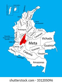 Vector map of region of Tolima, Colombia editable vector map. Administrative divisions of Colombia editable map.