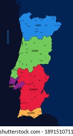 Vector map of regions of Portugal