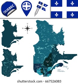 Vector map of regions of Quebec, Canada