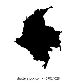 Vector map Republic of Colombia. Isolated vector Illustration. Black on White background. EPS 8 Illustration.