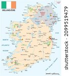 Vector map of Republic of Ireland with flag