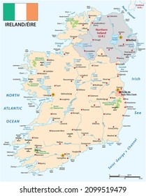 Mapa vectorial de la República de Irlanda con bandera