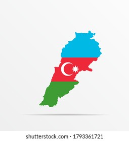 Vector map Republic of Lebanon combined with Azerbaijan flag.