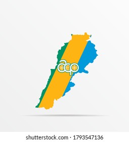Vector map Republic of Lebanon combined with African, Caribbean and Pacific Group of States (ACP) flag.