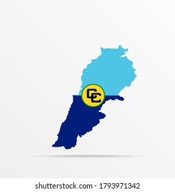 Vector map Republic of Lebanon combined with Caribbean Community (CARICOM) flag.