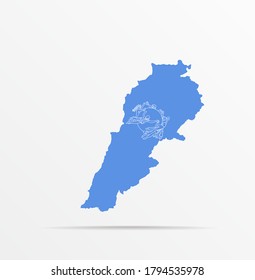 Vector map Republic of Lebanon combined with Universal Postal Union (UPU) flag.