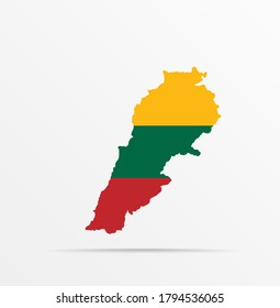 Mapa vectorial República del Líbano combinado con bandera de Lituania.