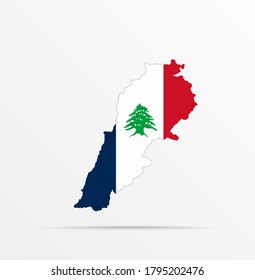 Vector map Republic of Lebanon combined with Lebanon during French Mandate (1920-1943) flag.