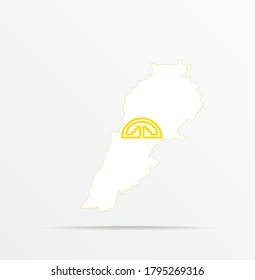 Vector map Republic of Lebanon combined with Andean Community flag.