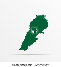 Vector map Republic of Lebanon combined with African Union (AU) flag.