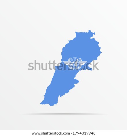 Vector map Republic of Lebanon combined with International Civil Aviation Organization (ICAO) flag.