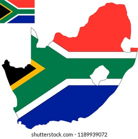 Vector Map Of The Republic Of South Africa  With Flag. Isolated, White Background
