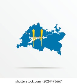 Mapa vectorial República de Tartaristán combinado con la bandera de los grupos étnicos Nağaybäks.