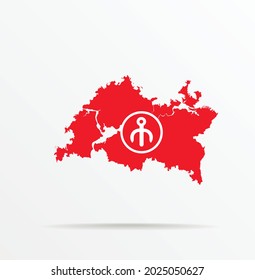 Vector map Republic of Tatarstan combined with Astrakhan Nogais ethnic groups flag.