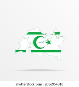 Vector map Republic of Tatarstan combined with Turks in Lebanon flag.