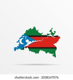 Mapa vectorial República de Tartaristán combinado con bandera de la República de Adygea.