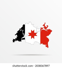Vector map Republic of Tatarstan combined with Udmurtia flag.