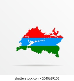 Vector map Republic of Tatarstan combined with Republic of Karelia flag.
