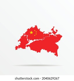 Mapa vectorial República de Tartaristán combinado con la bandera de la República Popular China.