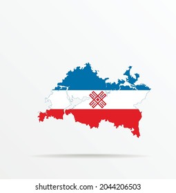 Vector map Republic of Tatarstan combined with Mari people flag.