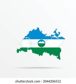 Vector map Republic of Tatarstan combined with Republic Kabardino-Balkaria flag.