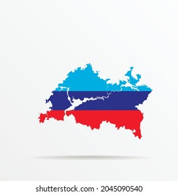 Vektor-Karte Republik Tatarstan kombiniert mit der Flagge der Volksrepublik Lugansk.